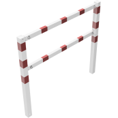 Stationary access barriers | for bolting on site | with top and quarter-bent bar | hot-dip galvanized and white coatedwith red reflecting stripes | total width: 1500 mm